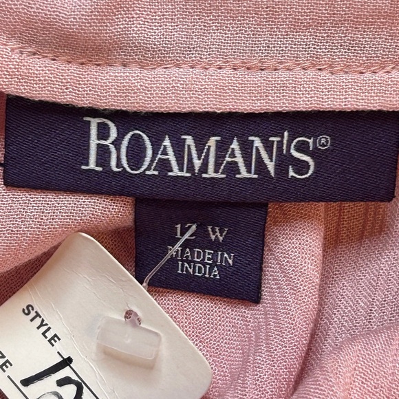 NWT Roaman’s Wrap Maxi Dress Lace Sleeves Size 12W Blush Pink - Picture 5 of 11